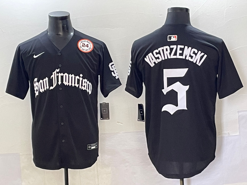 Men 2025 San Francisco Giants 5 Yastrezemski Black Five generations Joint Name Nike MLB Jersey style 21
